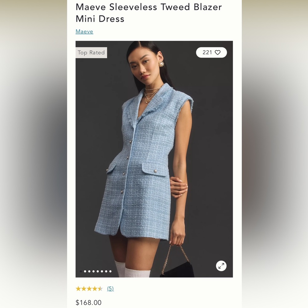 RESTOCKED Anthropologie MAEVE Sleeveless Tweed Mini Blazer Dress💙BEST SELLER🌸